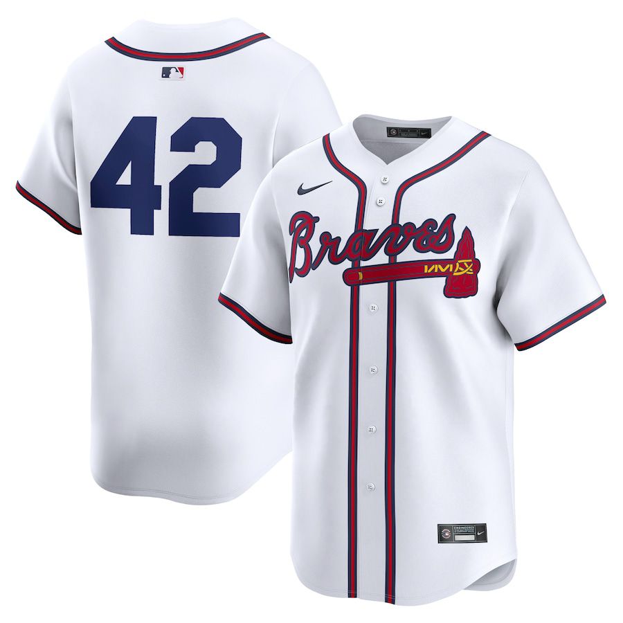 Men Atlanta Braves #42 Jackie Robinson Nike White 2024 Day Home Limited MLB Jersey->customized mlb jersey->Custom Jersey